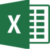 Excel logo, "X" on front of a green folder containing a spreadsheet