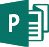 Publisher logo, P on front of a teal folder with a brochure inside
